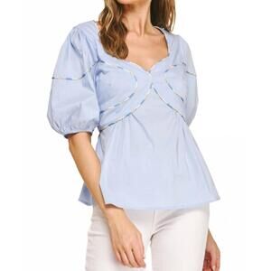 NEW LIV puff sleeve blouse in blue